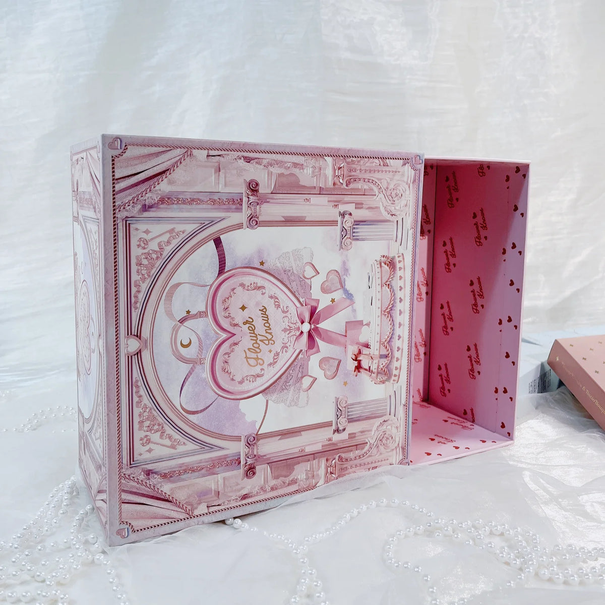 Flower Knows Limited Edition Pink Wooden Gift Box | Collectible Makeup Gift Box SWANS