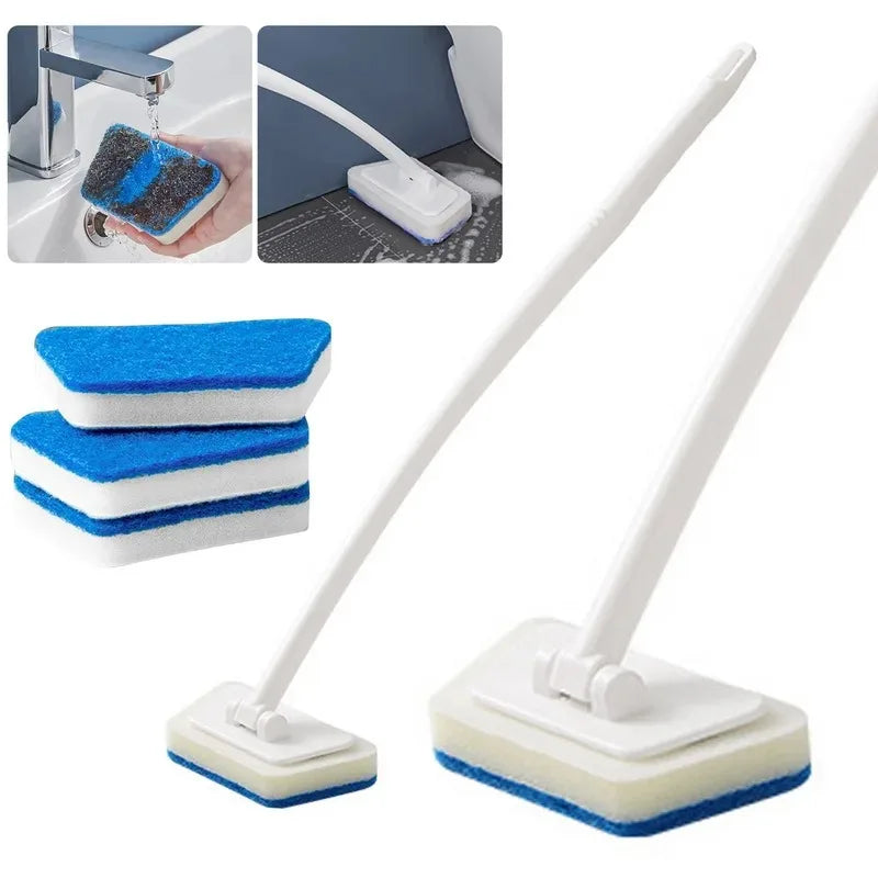 Long Handle Bathroom Scrub Brush – Sponge Tile & Tub Cleaner Bathroom Scrub Brush SWANS
