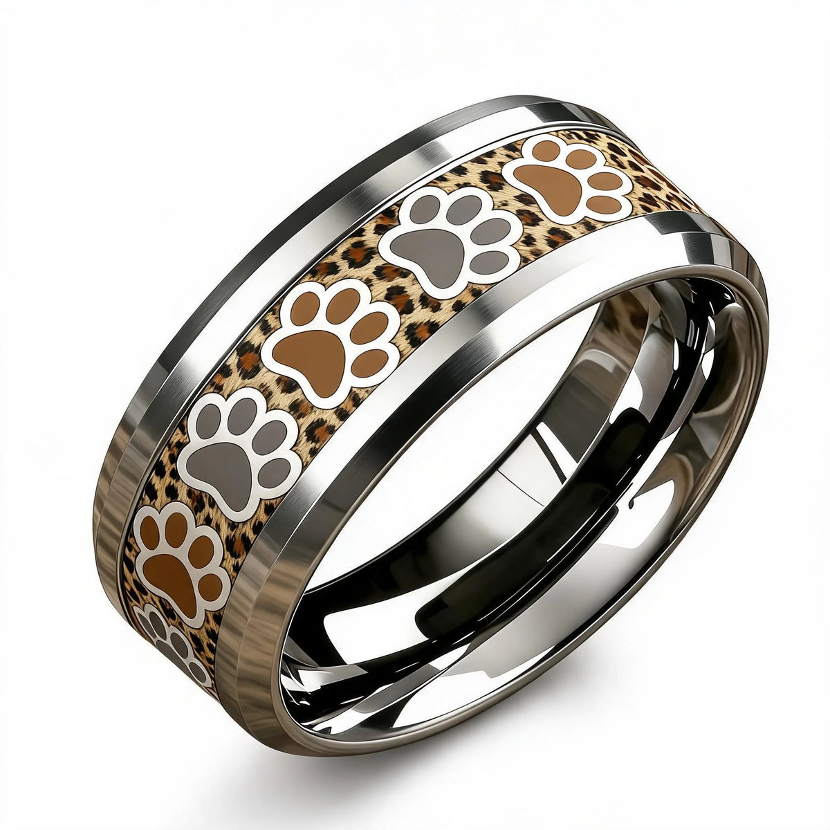 Unisex Dog Paw Stainless Steel Ring – Polished Fashion Band Fashion Ring SWANS
