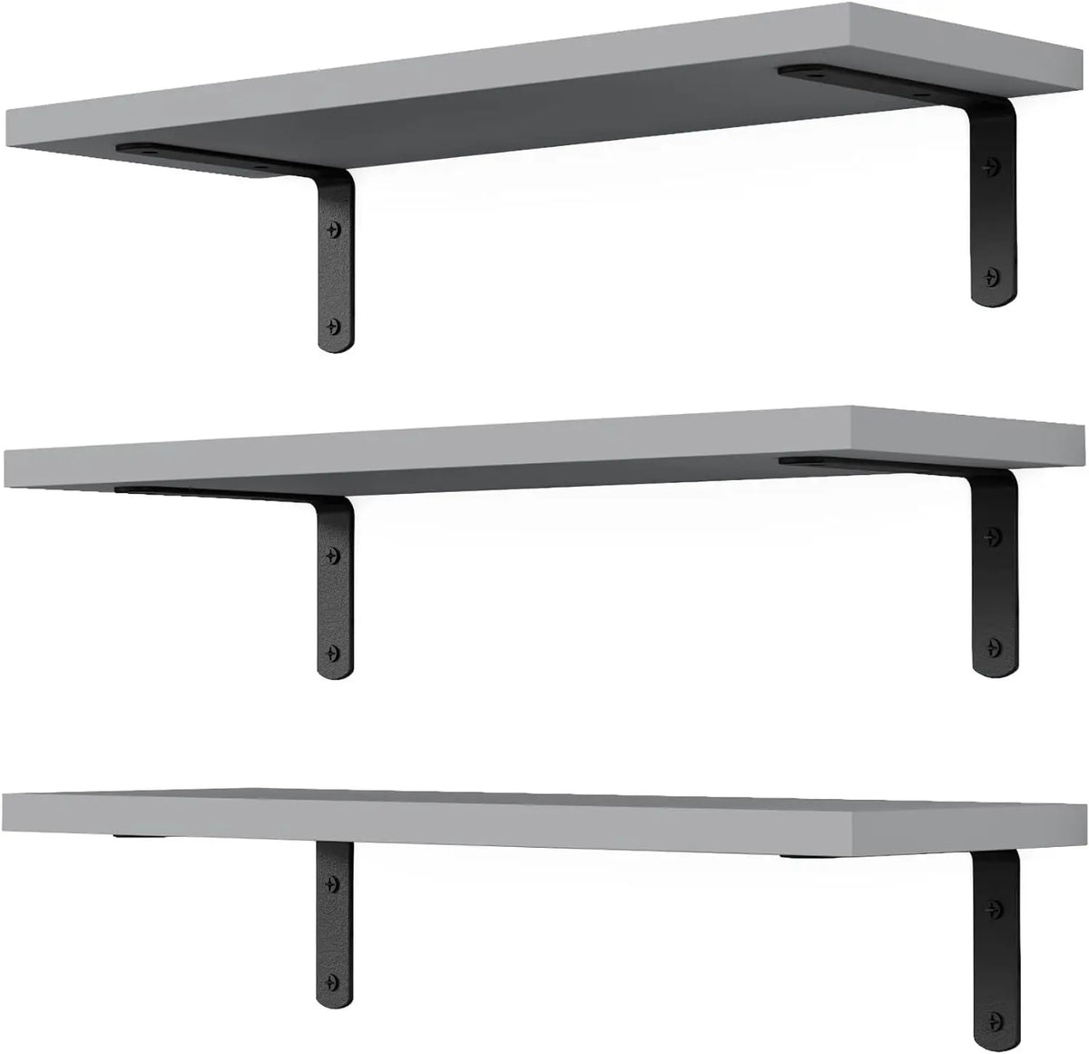 SWANS Wooden Wall Floating Shelves 2-Set – Home & Bathroom Floating Wall Shelves SWANS Gray
