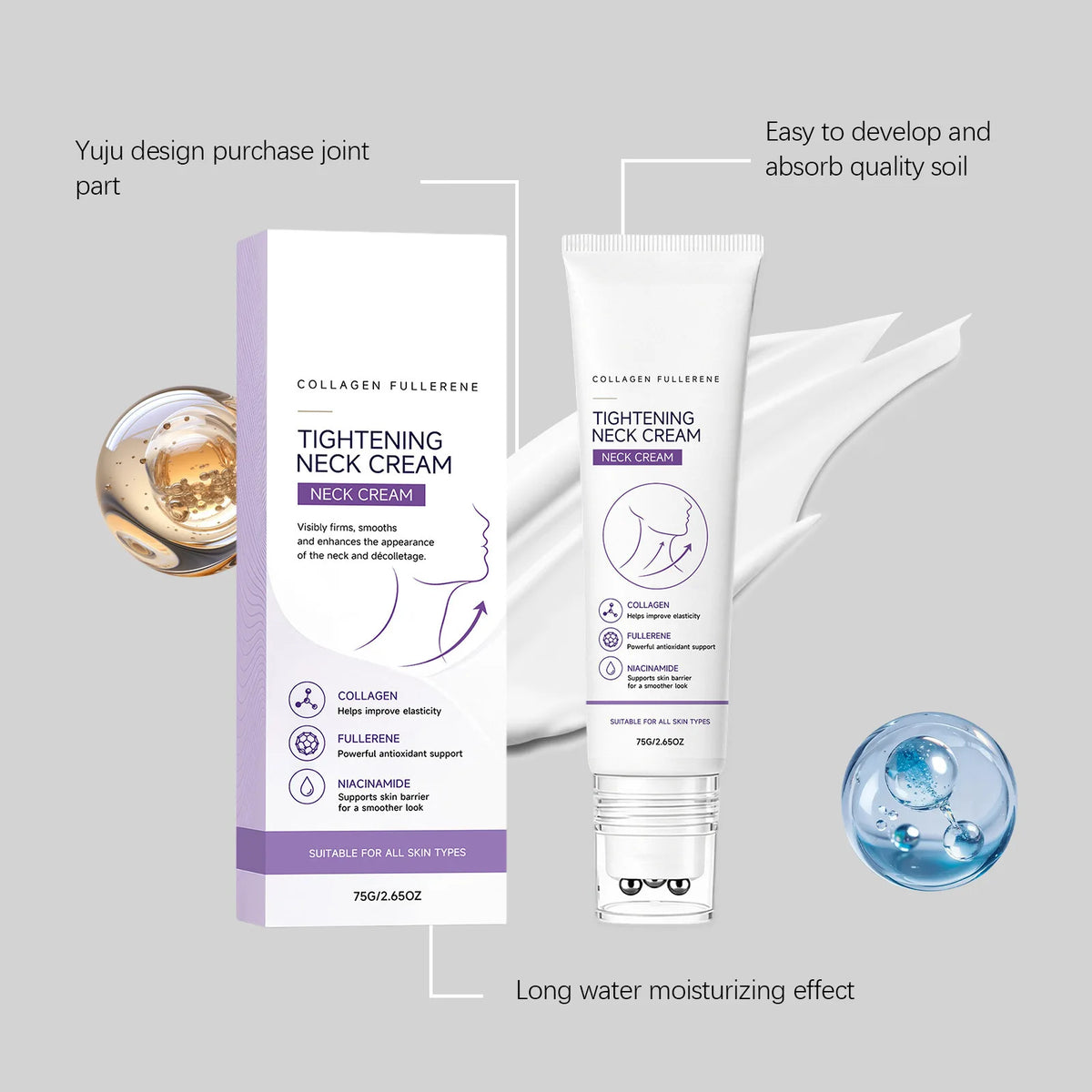 Firming Neck Cream with Massage Roller – Smooth & Moisturize Neck Firming Cream SWANS