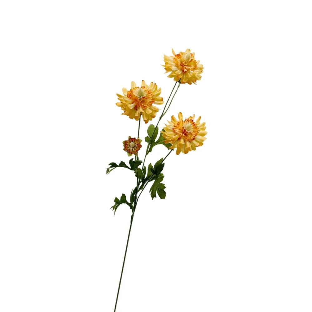 Yellow Artificial Chrysanthemum Stem – Faux Floral Décor 80cm Artificial Flower Stem SWANS Yellow