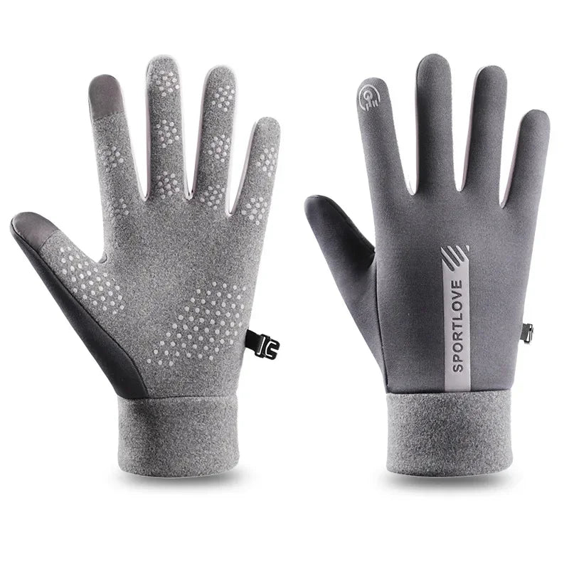 Thermal Fleece Winter Cycling Gloves – Windproof & Waterproof Thermal Cycling Gloves SWANS Gray-Men