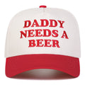 "Daddy Needs A Beer" Embroidered Baseball Cap – Unisex Embroidered Baseball Cap SWANS Red