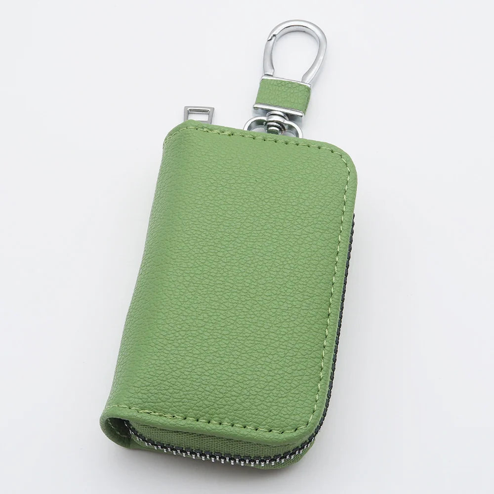 Unisex PU Leather Key Wallet Organizer – Zipper Key Case Key Wallet Organizer SWANS Green