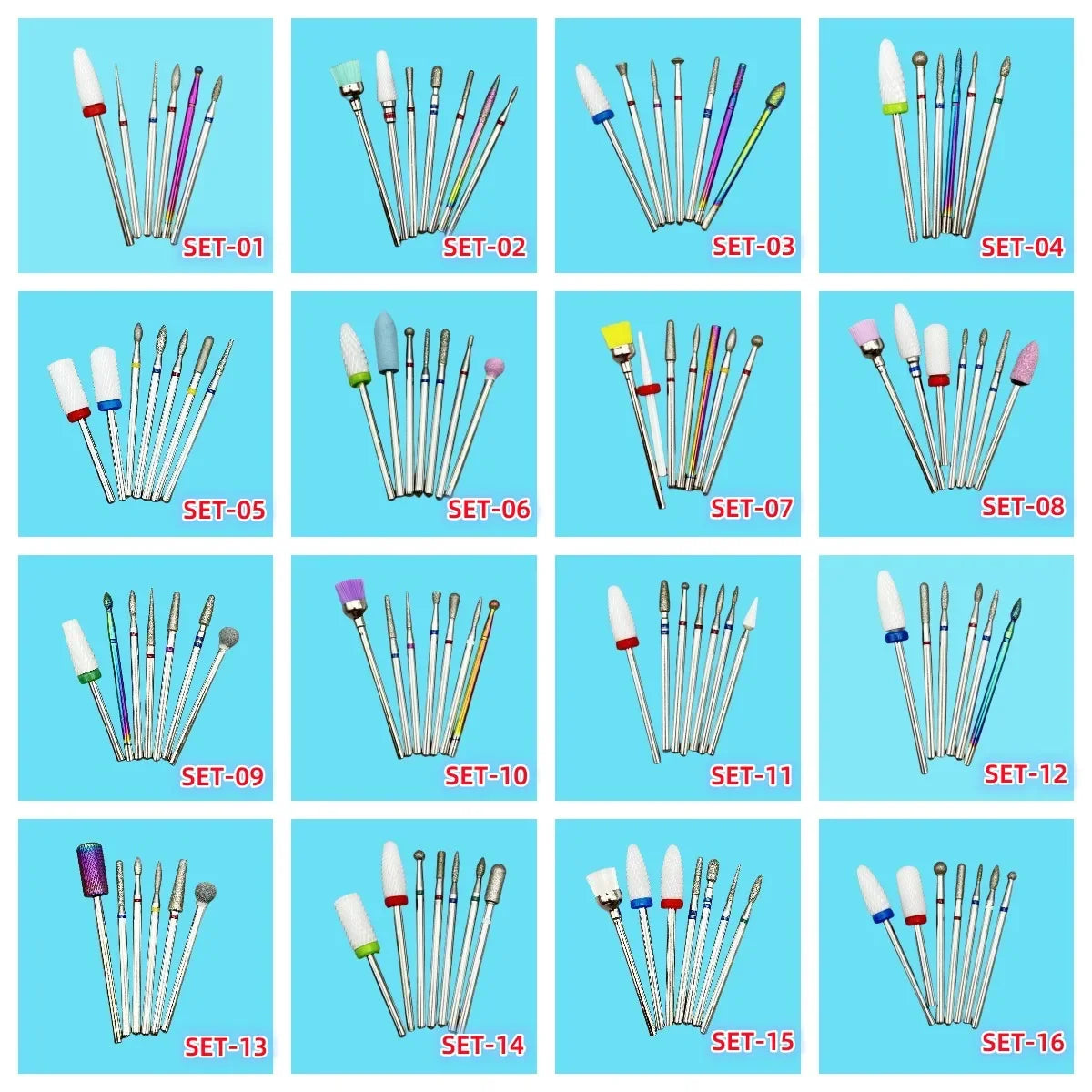 Tungsten Steel Nail Drill Bit Set – Cuticle Milling Cutter 6/7pc Nail Drill Bit Set SWANS