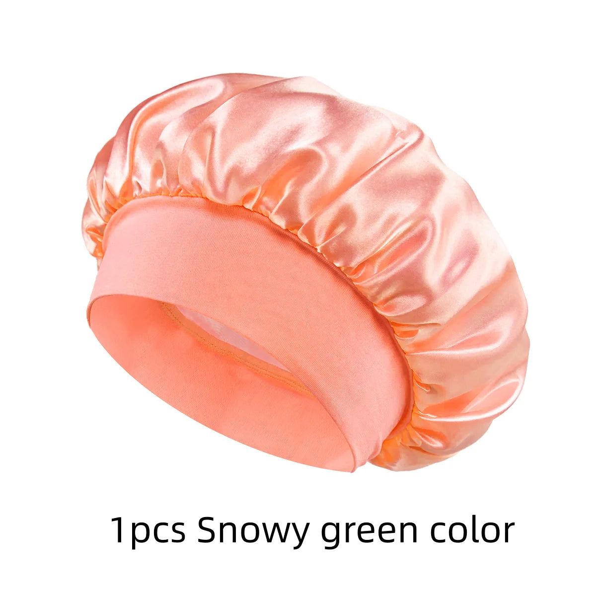 Satin Sleep Bonnet for Natural Curly Hair – Women's Silk Cap Satin Sleep Bonnet SWANS 1pcs Snowy green