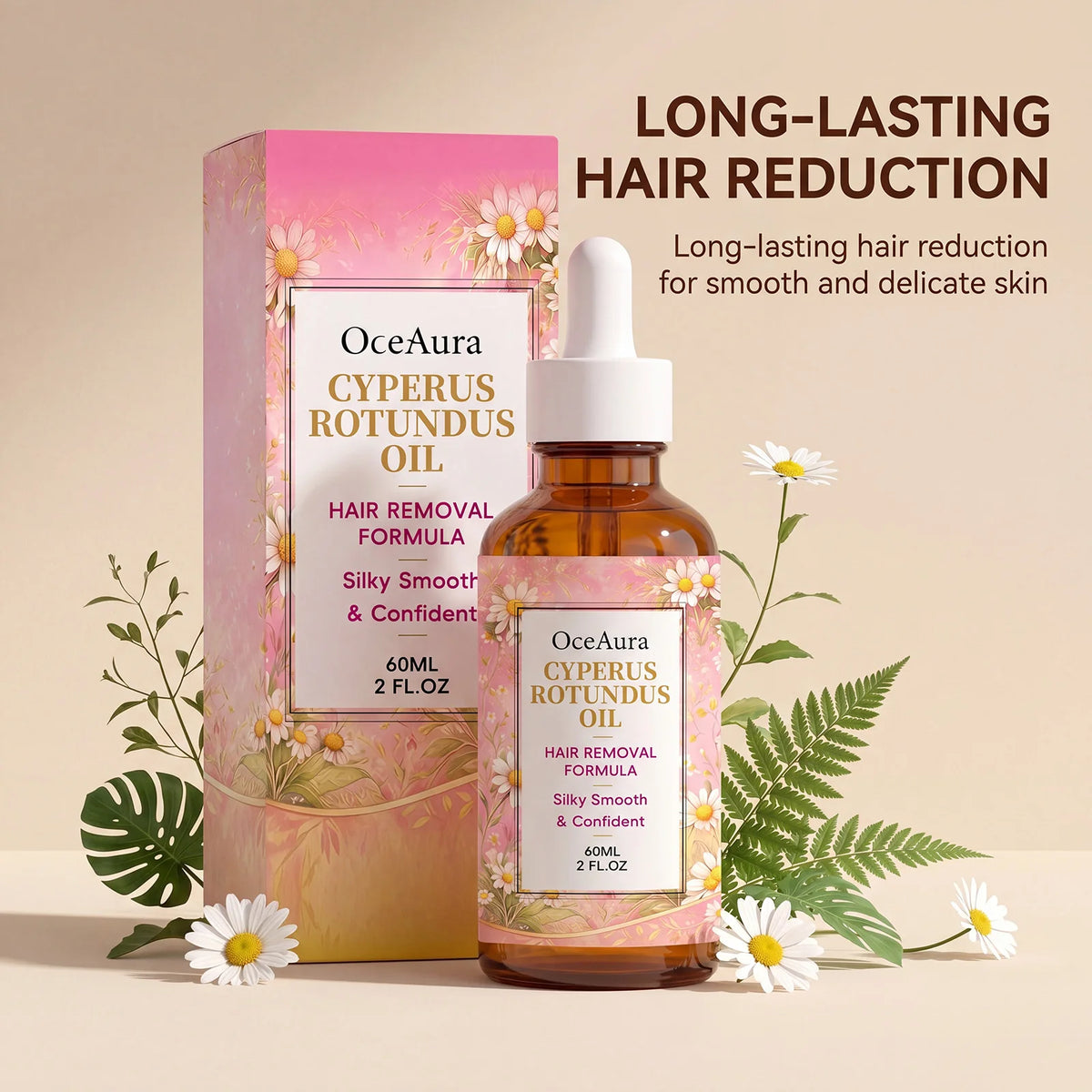 OceAura Cyperus Rotundus Hair Inhibitor Body Oil – 60ml Hair Inhibitor Oil SWANS