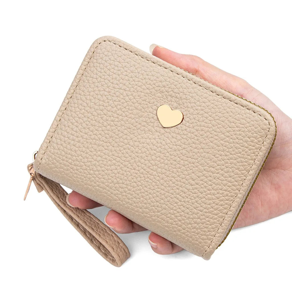 Women's PU Leather Mini Wallet – Dual Zipper & Wrist Strap Mini Leather Wallet SWANS