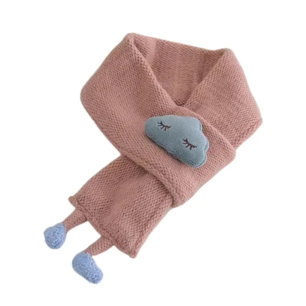 Korean Knit Baby Scarf – Cartoon Cloud Toddler Neck Wrap Baby Knit Scarf SWANS pink -