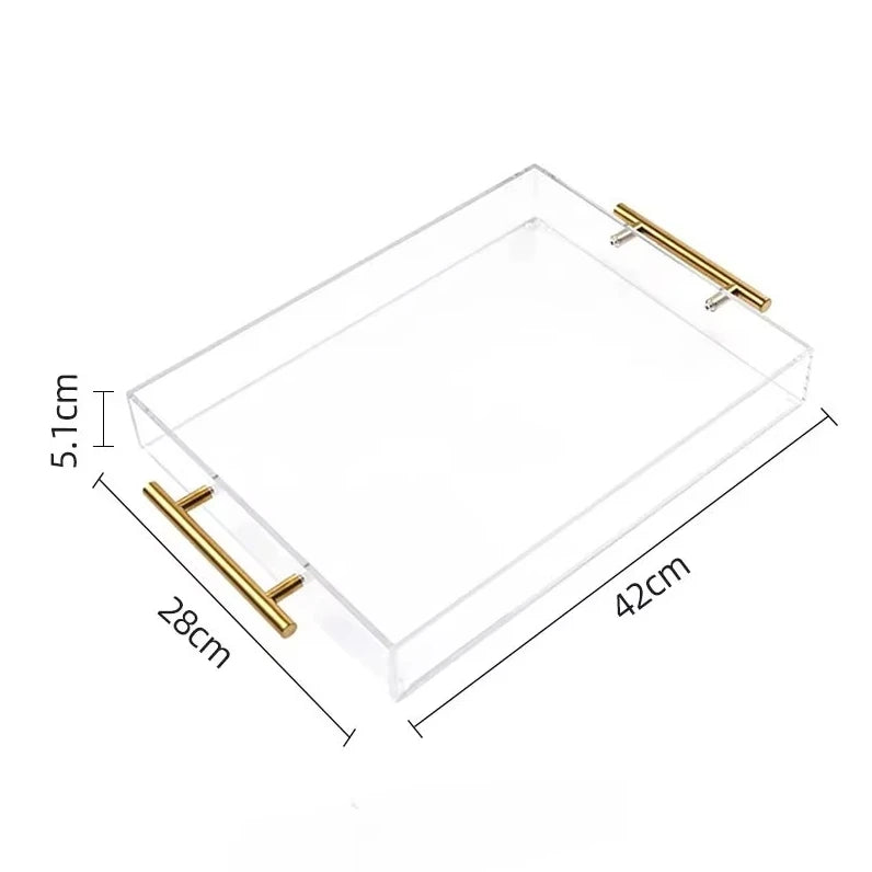 SWANS Clear Acrylic Storage Tray with Handle | Multi-Use Acrylic Storage Tray SWANS Storage Trays