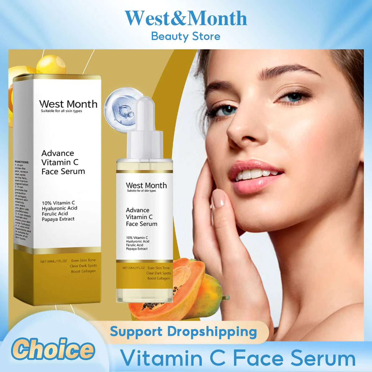 WEST MONTH Vitamin C Face Serum – Brighten & Even Skin Tone Vitamin C Face Serum SWANS