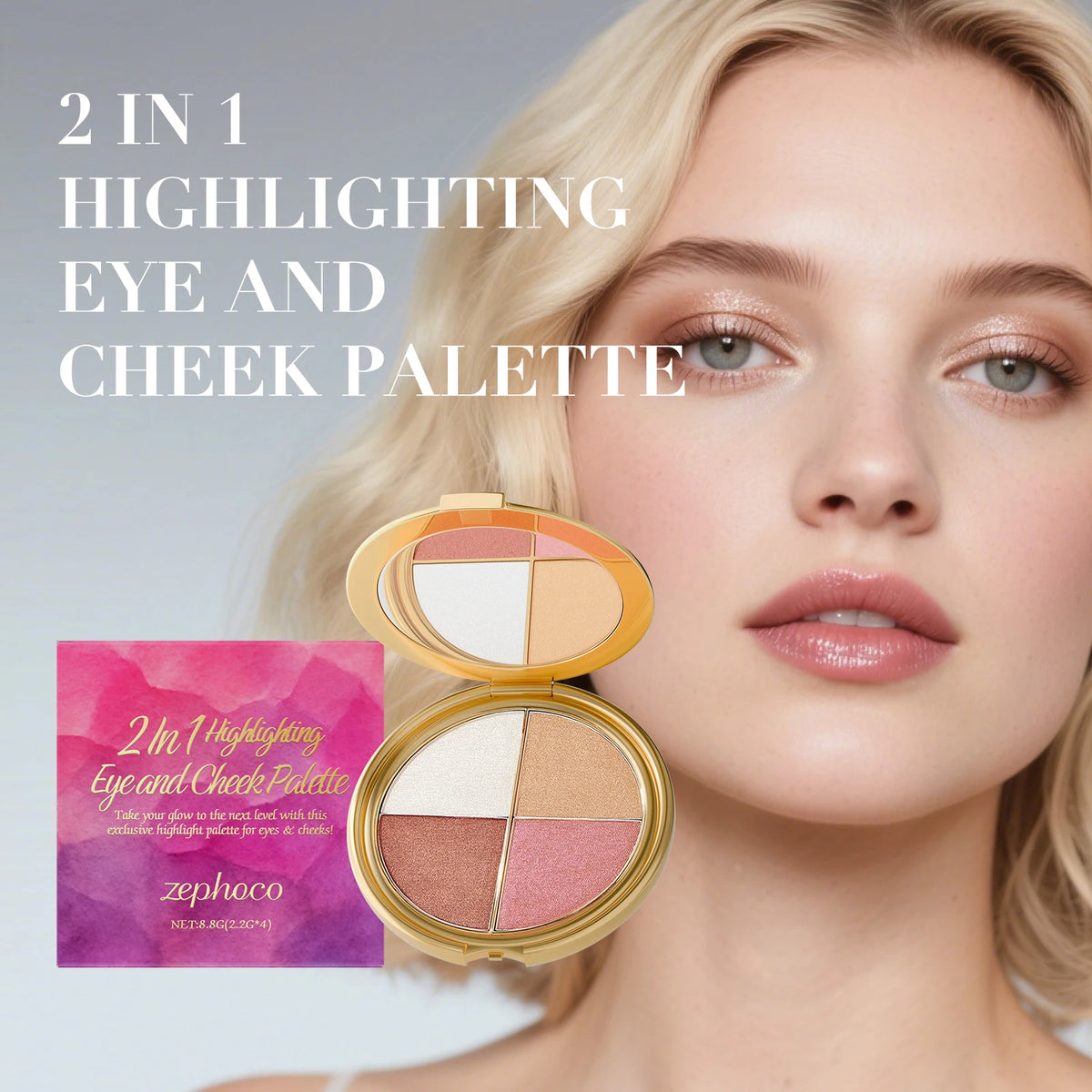 SWANS Highlighter, Eyeshadow & Blush Palette – Radiant Glow Makeup Palette SWANS