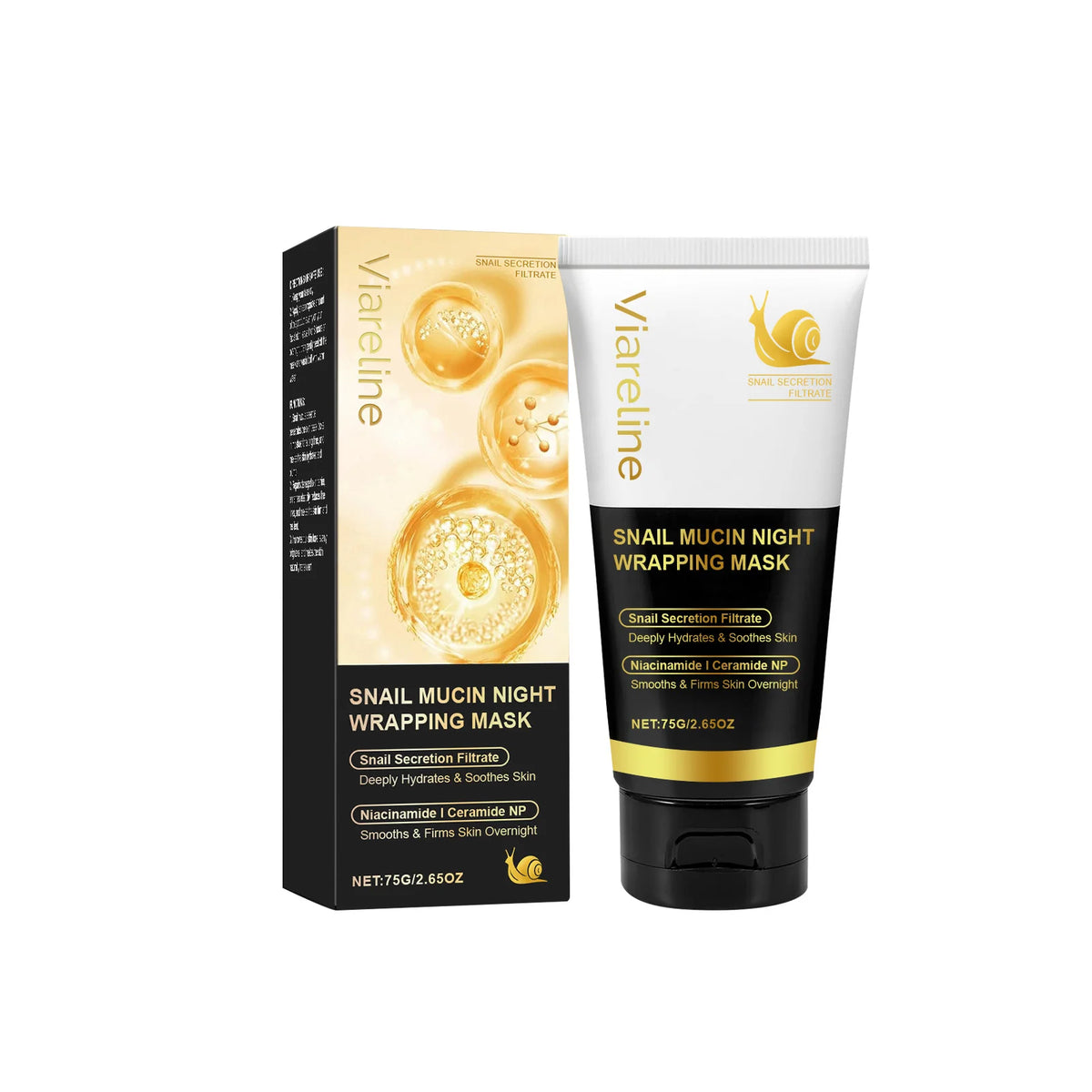 VIARELINE Snail Mucin Peel-Off Night Mask – Hydrating & Firming Overnight Facial Mask SWANS 75g boxed