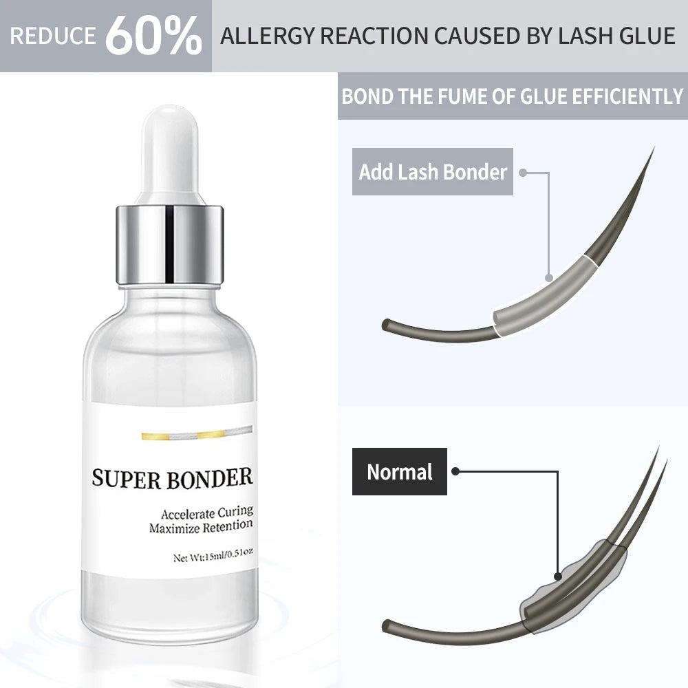 NICOO Lash Super Bonder 15ml – Quick-Dry Extension Adhesive Lash Extension Bonder SWANS
