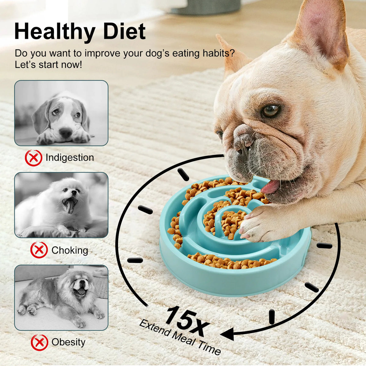 SWANS Pet Slow Feeder Bowl – Non-Slip for All Pet Sizes Slow Feeder Bowl SWANS