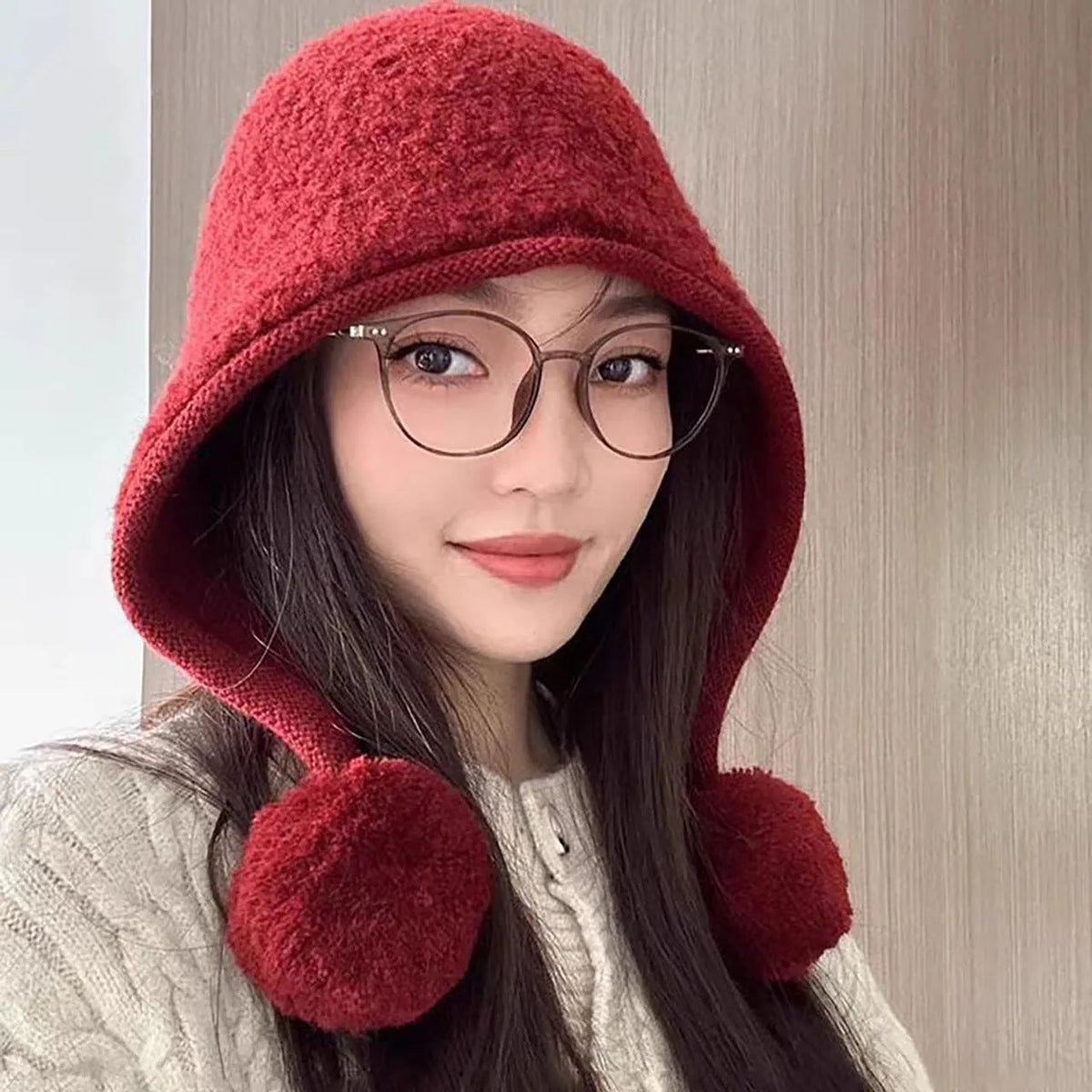 Women's Winter Pompom Balaclava Knit Beanie Hat Winter Beanie Hat SWANS style2 One Size