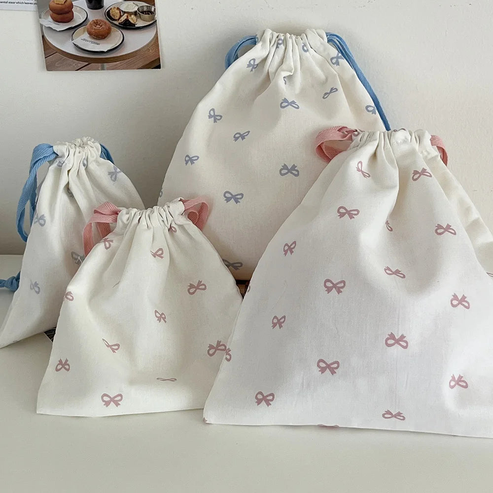Bowknot Drawstring Makeup Bag – Large Cosmetic Pouch Cosmetic Drawstring Bag SWANS