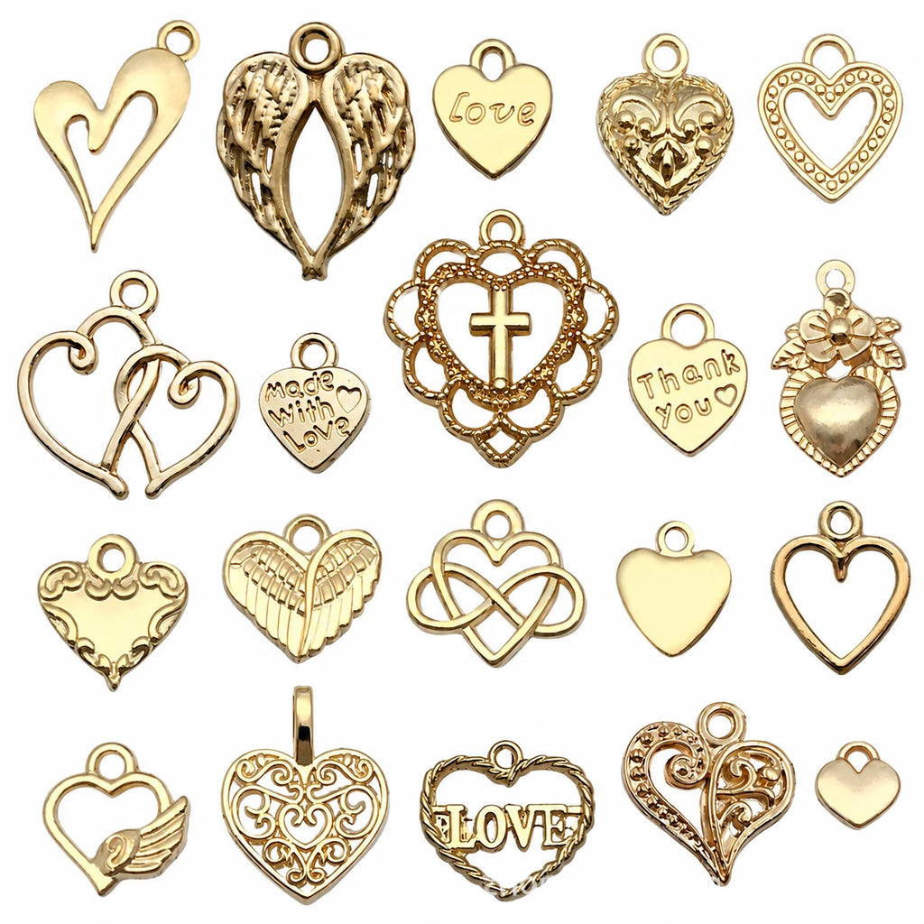 20-Pack Vintage Heart Alloy Charms for DIY Jewelry Making Jewelry Charms Set SWANS 20pcs Bright Gold