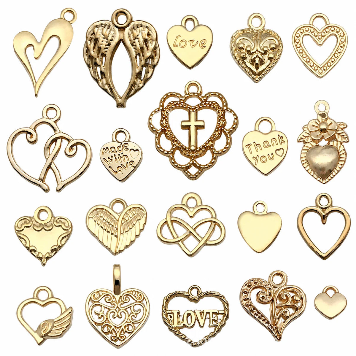 20-Pack Vintage Heart Alloy Charms for DIY Jewelry Making Jewelry Charms Set SWANS 20pcs Bright Gold