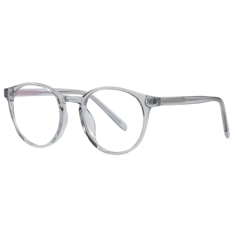 Women's Retro Round TR90 Fashion Eyeglasses Transparent Frame Fashion Eyeglasses SWANS Grey