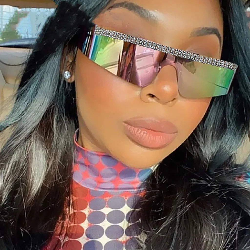 TOYEARN Rimless Diamond Sunglasses UV400 Unisex Sport Shades Rimless Sunglasses SWANS
