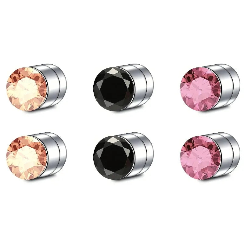 Magnetic Nose & Ear Studs Stainless Steel 3mm No-Pierce 2/8Pcs Magnetic Body Jewelry SWANS
