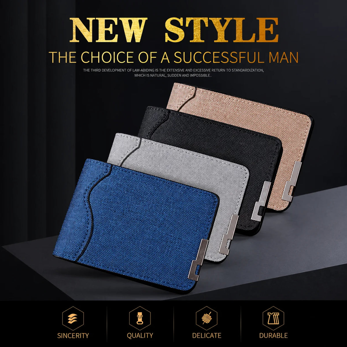 Men's Slim Bifold Wallet – Lightweight PU Canvas Horizontal Bifold Wallet SWANS