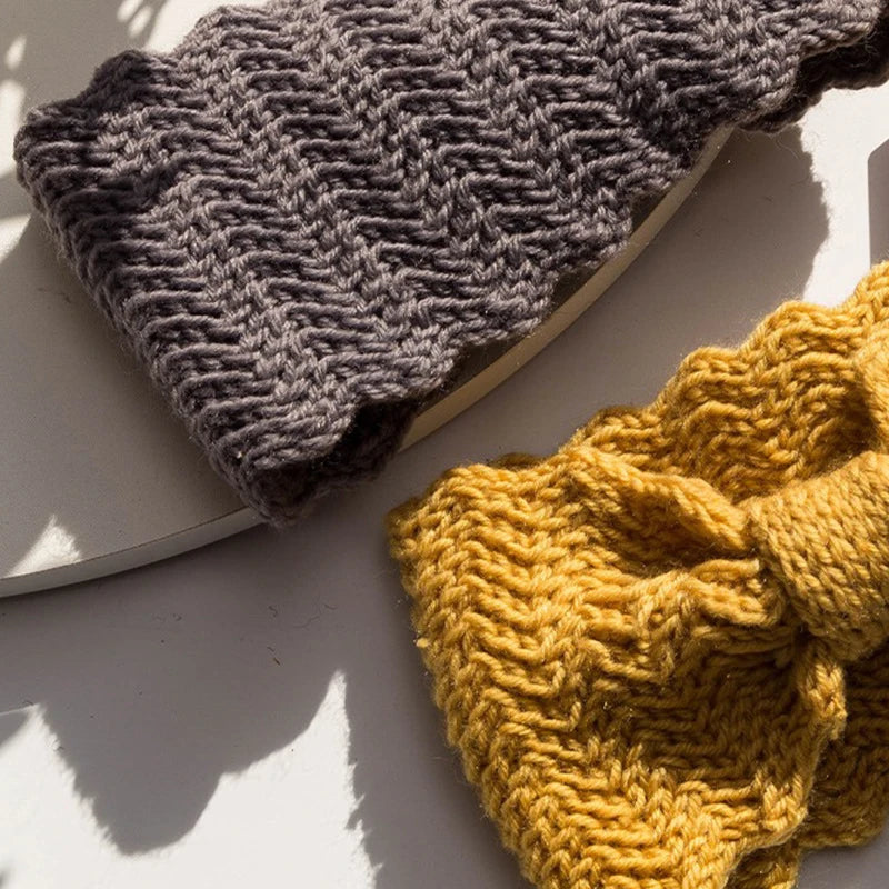 Women's Twist Knit Wide Headband – Soft Elastic Turban Wrap Knit Turban Headband SWANS