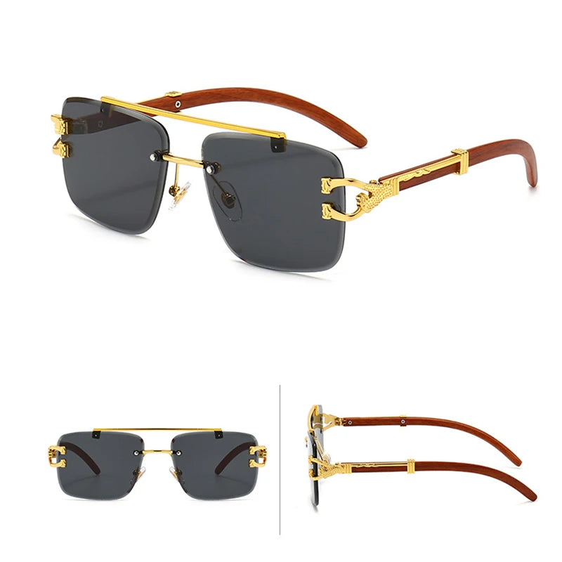 TOYEARN Rimless Square Sunglasses UV400 – Vintage Style Fashion Sunglasses SWANS