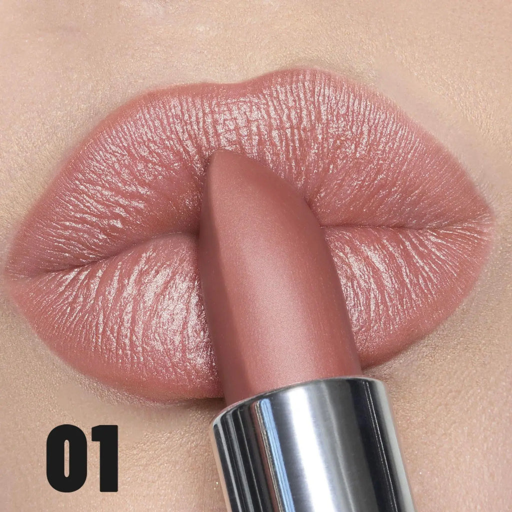 Diamond Frost Metallic Lipstick – Gold Shimmer Matte Lip Gloss Metallic Matte Lipstick SWANS 01