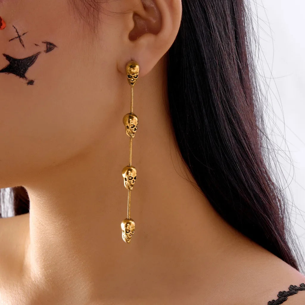 Gothic Skull Skeleton Drop Earrings – Halloween Costume Jewelry Gothic Drop Earrings SWANS