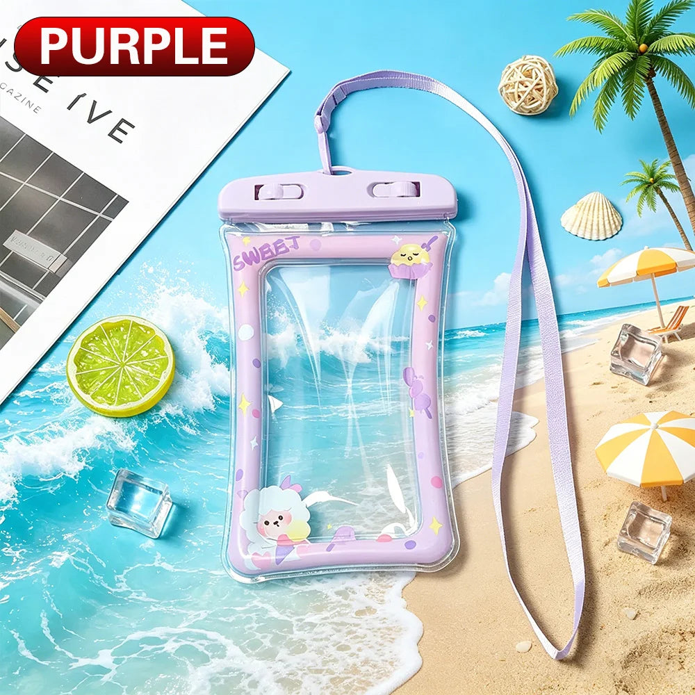 Waterproof Floating Phone Pouch – Touchscreen Dry Bag & Lanyard Waterproof Phone Pouch SWANS 1PC PURPLE
