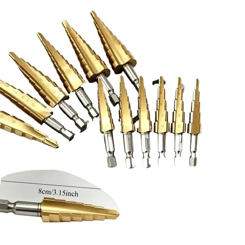 6-Pc Titanium Step Drill Bit Set – Metal, Wood & PVC Step Drill Bit Set SWANS