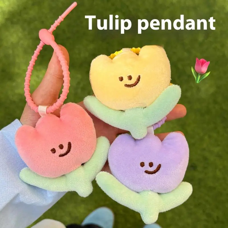 Tulip Plush Keyring – Cute Floral Bag Charm Keychain Gift Plush Keychain Charm SWANS