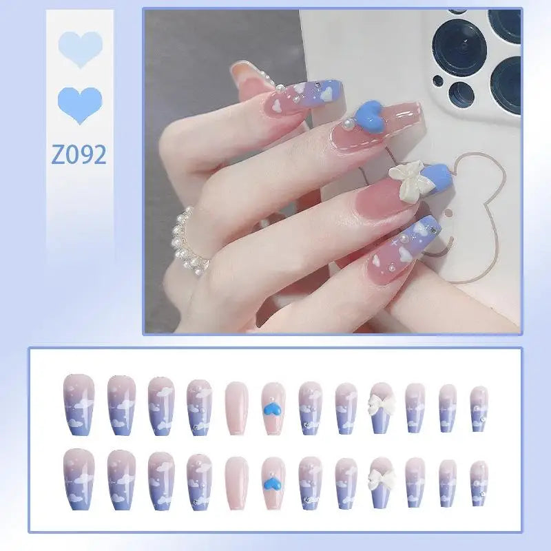 Press-On French Tip Acrylic Nails – 24pc Short Fake Nail Set