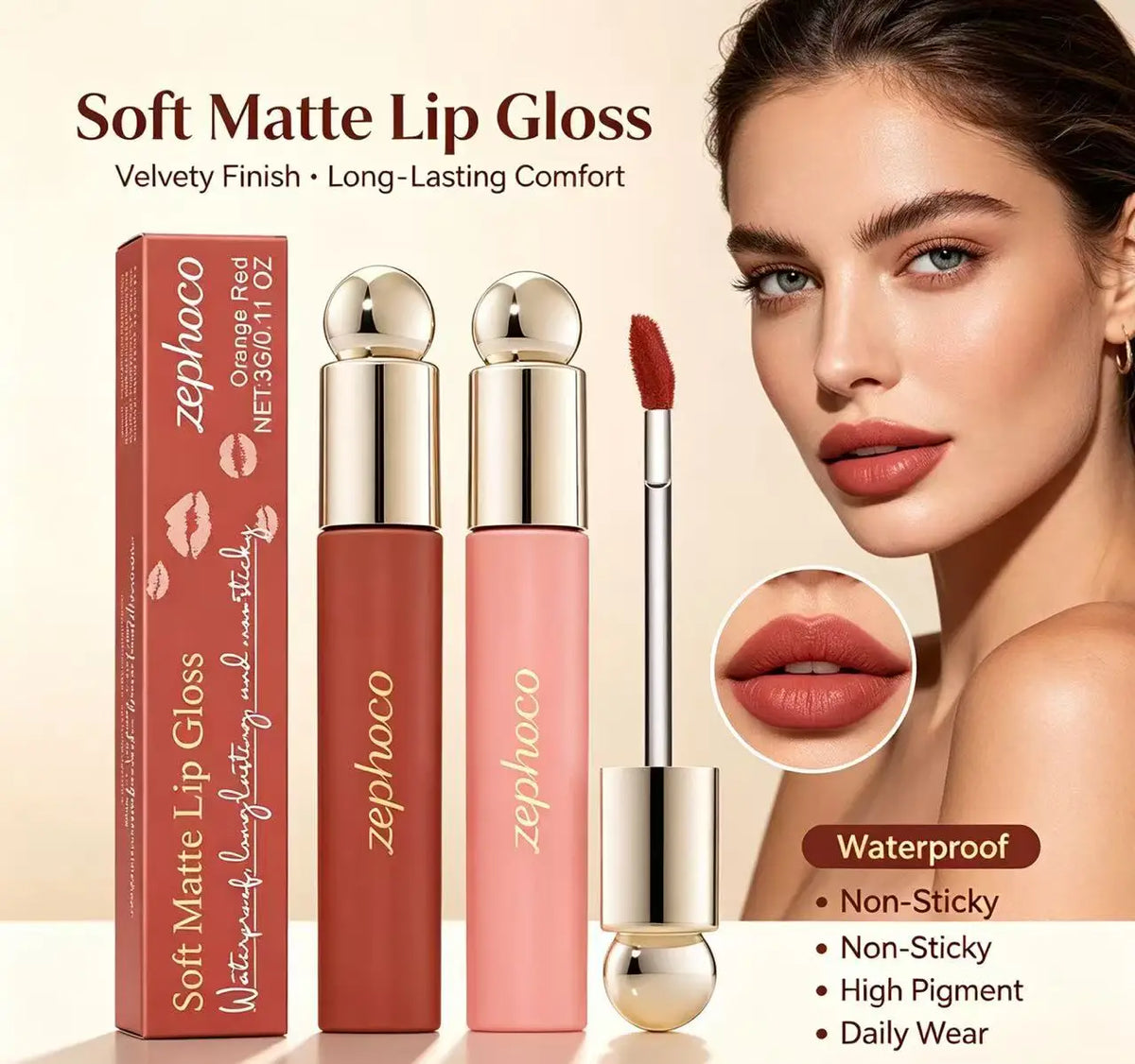 Zephoco Velvet Matte Liquid Lipstick – Long-Lasting Lip Tint Liquid Lipstick SWANS