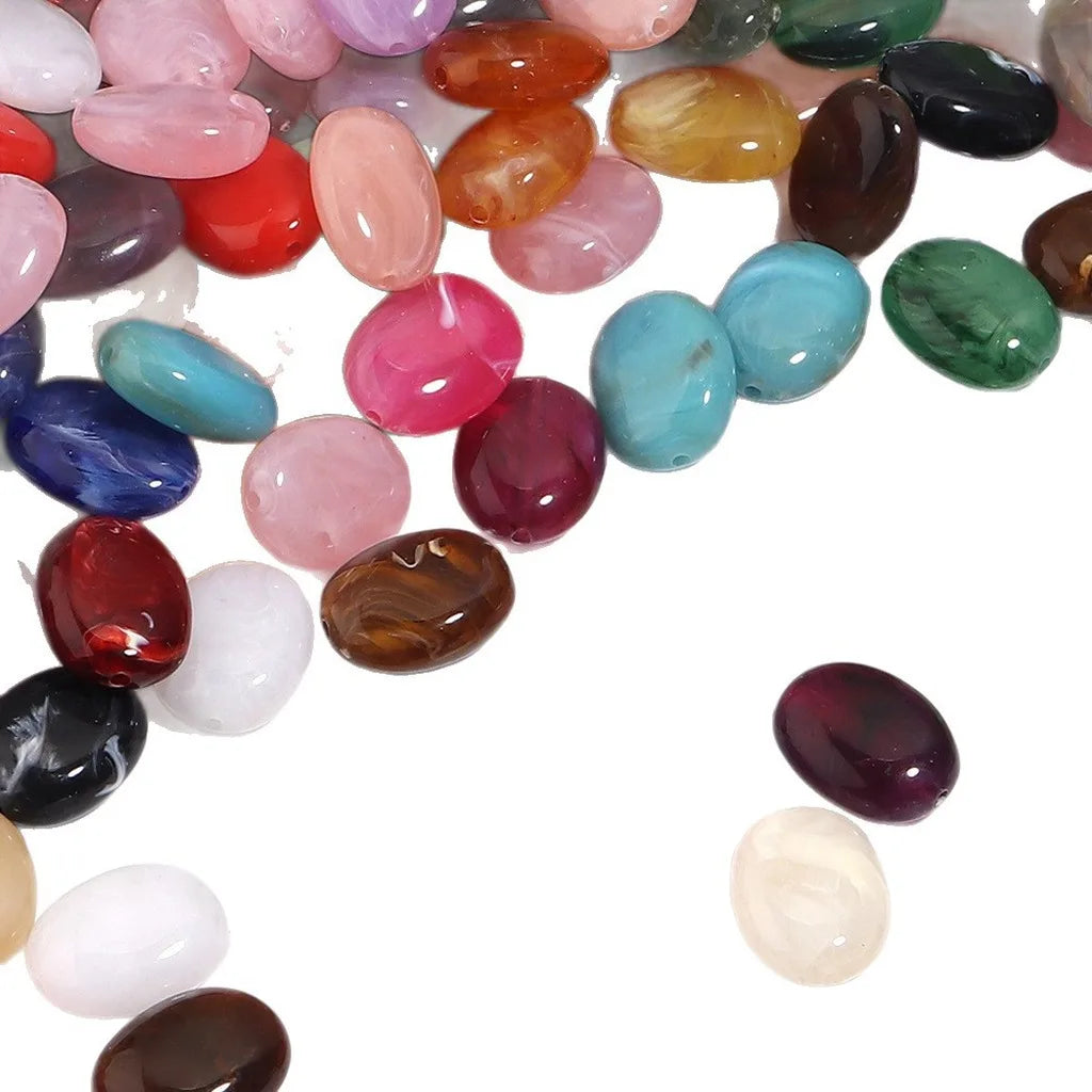 Acrylic Imitation Jade Flat Oval Beads – 20pc DIY Jewelry Pack DIY Jewelry Beads SWANS