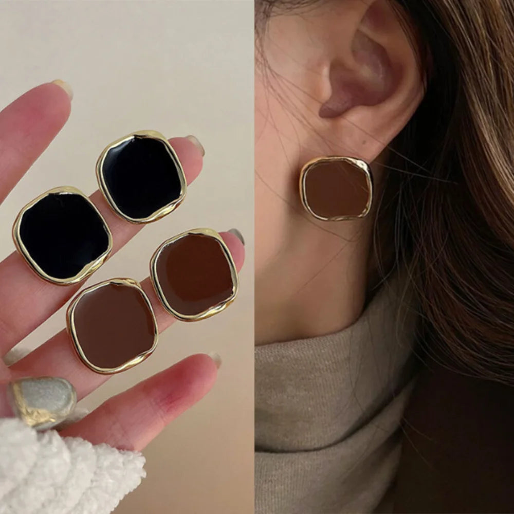 Irregular Square Geometric Stud Earrings – Trendy Metal Stud Earrings SWANS