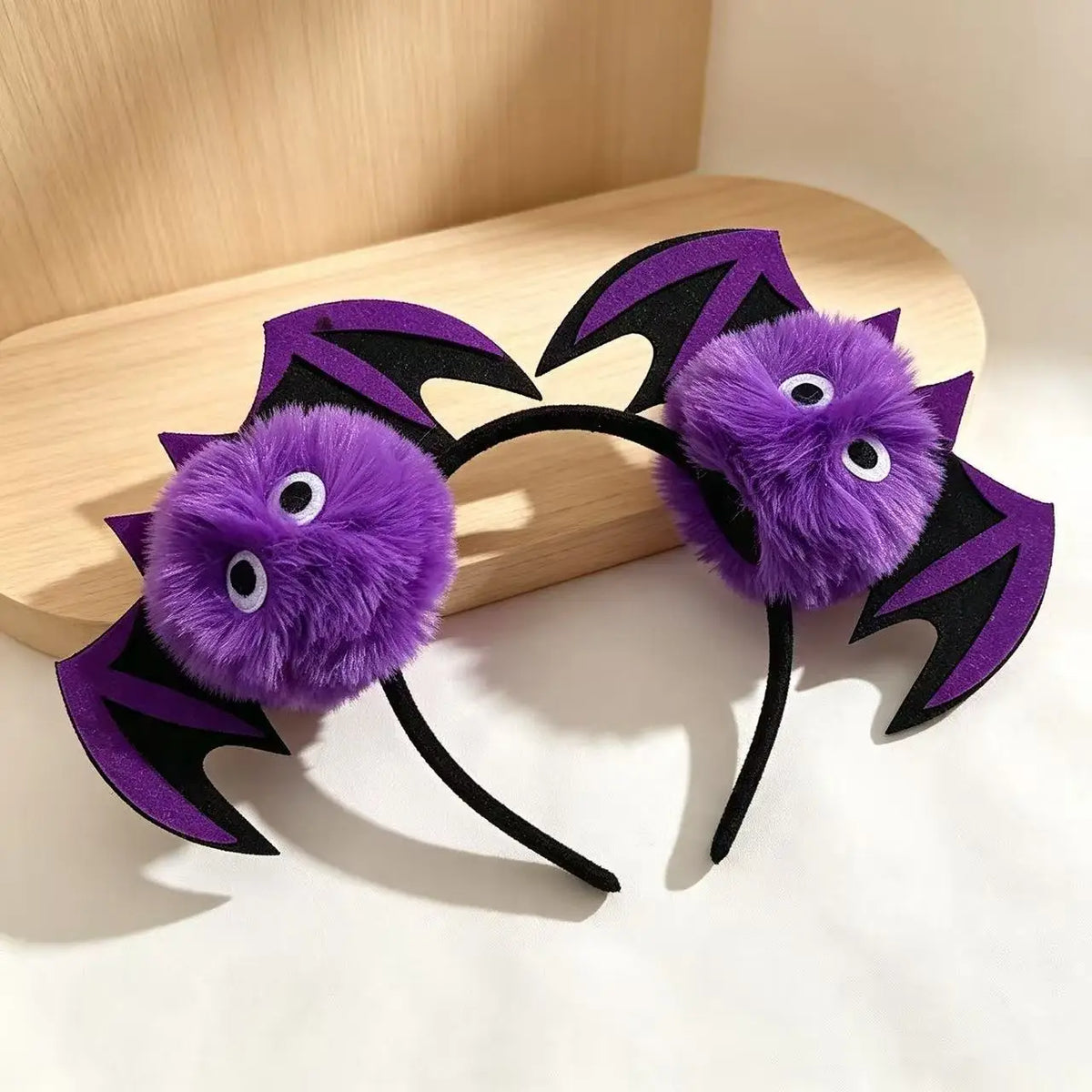 Halloween Bat Wing Monster Eyeball Pom Pom Headband Costume Headband SWANS Purple Bat