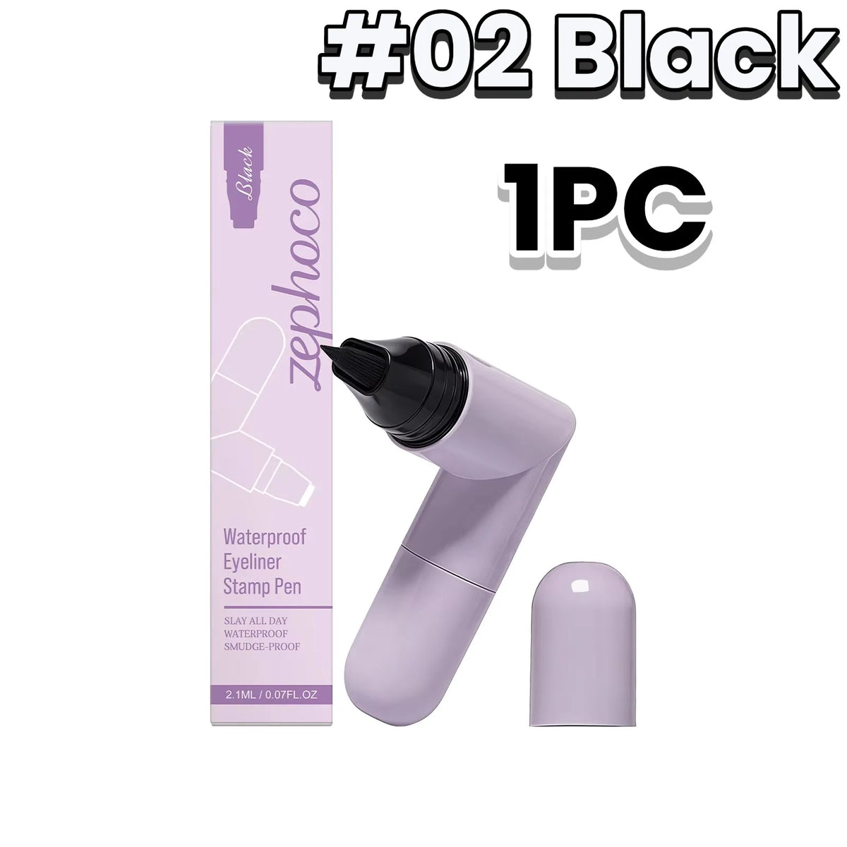 Zephoco 2-in-1 Winged Eyeliner Stamp Pen | Waterproof Eyeliner Stamp Pen SWANS 02 Black 1PC