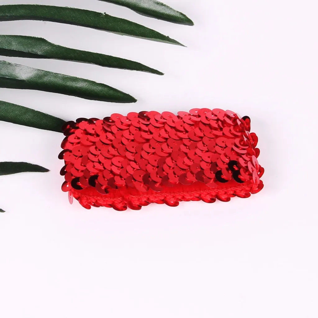 Sequin Elastic Wrist Cuff – Sparkling Party & Stage Wristband Sequin Wrist Cuff SWANS Red-1 Pair