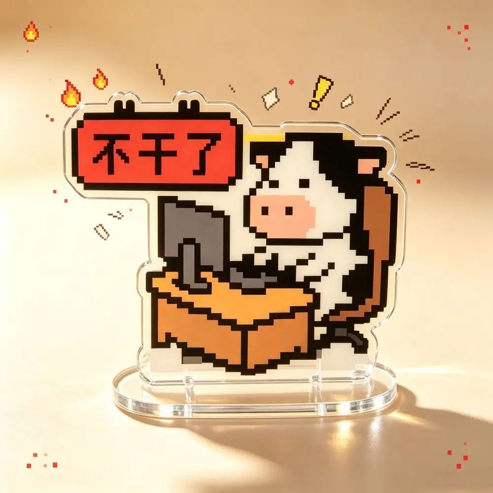 Acrylic Pixel Cartoon Flip Sign – Reversible Double-Sided Desk Plaque Desk Flip Sign SWANS