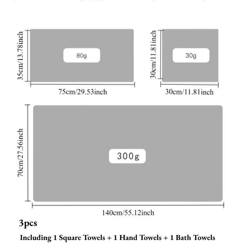 SWANS 3-Pack Long-Staple Cotton Bath Towels – Quick Dry Bath Towel Set SWANS