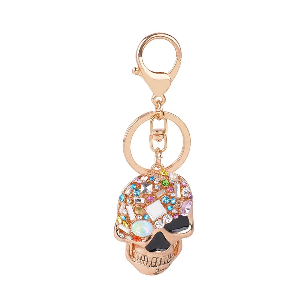 Rhinestone Skull Key Chain – Metal Bag Charm & Car Pendant Skull Bag Charm SWANS