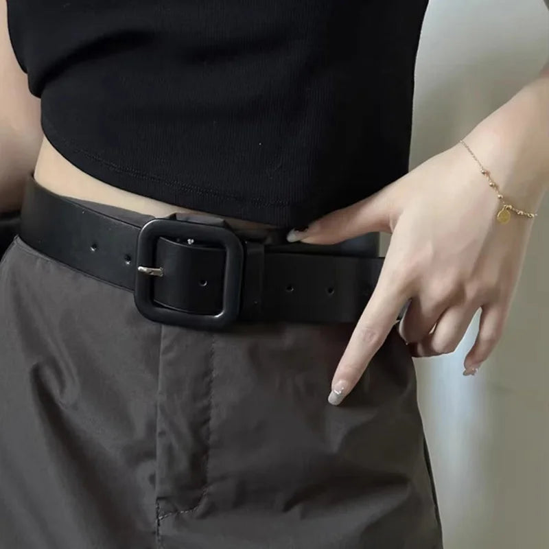 FAITOLAGI Wide PU Leather Belt Women Pin Buckle Waist Strap Wide Fashion Belt SWANS