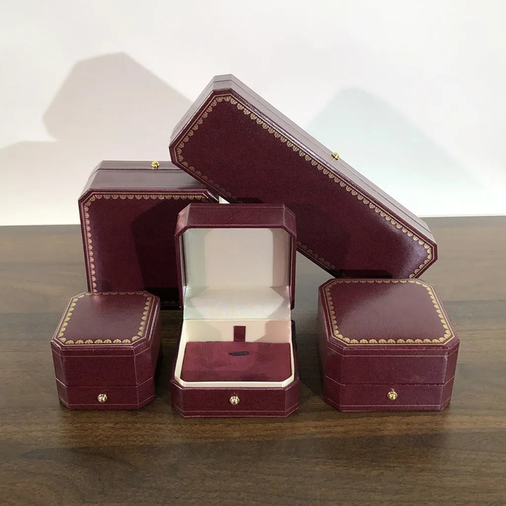 Octagonal Burgundy Jewelry Box – Necklace, Earring & Gift Box Jewelry Gift Box SWANS
