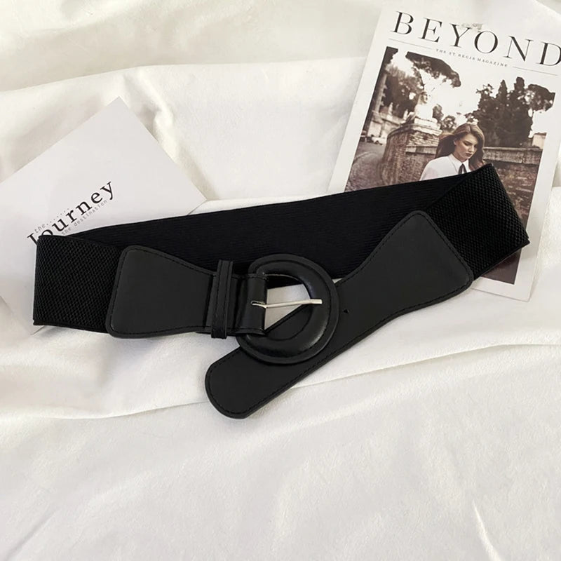 Women's Wide Elastic Waist Belt – Korean Fashion Cummerbund Wide Waist Belt SWANS