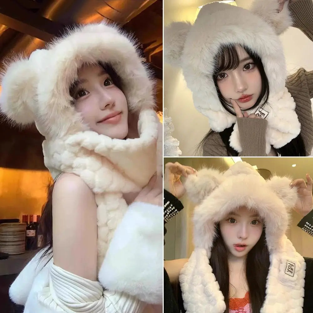 Women's Winter 2-in-1 Beanie Hat & Scarf Set – Windproof Warm Beanie Hat Scarf Set SWANS