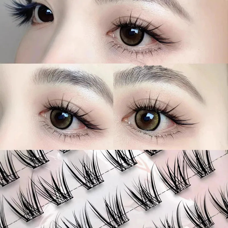Glue-Free Fox Wing False Lashes – 10 Rows Fluffy Reusable False Eyelashes SWANS